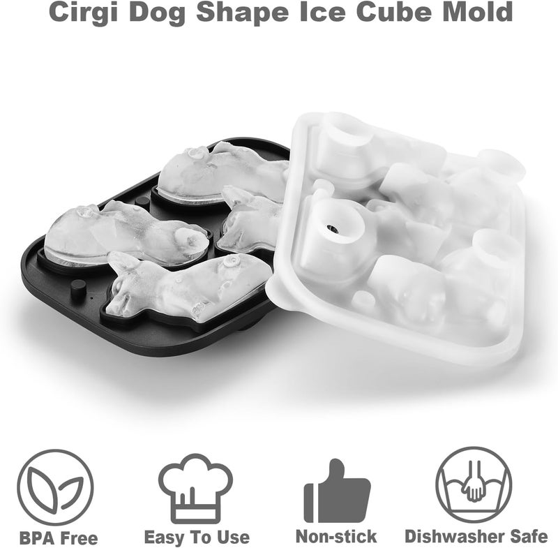 ACOOKEE 3D Corgi Dog Ice Cube Tray Fun Shapes, Novelty Corgi Mom/Dad Gifts for Dog Lovers, Cute Ice Mold for Whiskey,Cocktail,Bourbon - Image 3